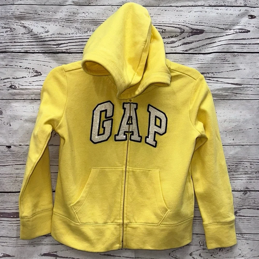 Gap Kids Girls Yellow Zip-Up Hoodie Size Small (6-7)